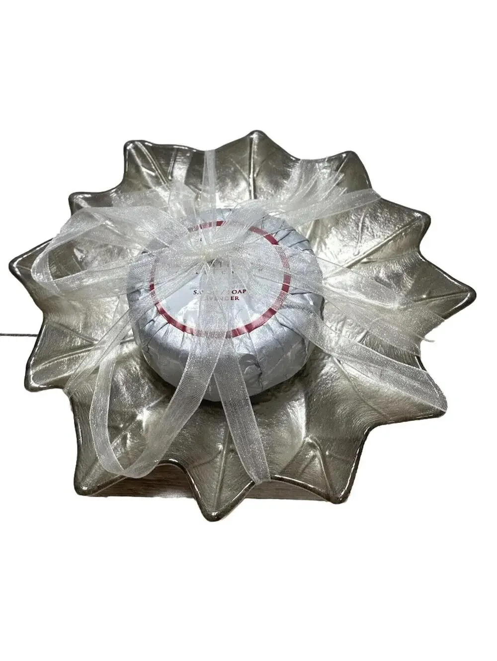 Leaf Design Soap Dish with Mini Lavender Soap Bar Bathroom Accessory Gift
